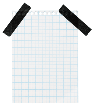 Piece of blank Grid Paper note with black Tape cut out template for Mockup Designs png