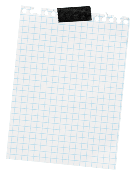 Piece of blank Grid Paper note with black Tape cut out template Mockup Design png