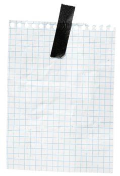 Piece of blank Distressed Grid Paper note with black Tape for Mockup Design png
