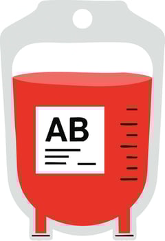 Blood bag with AB blood type label medical illustration design element vector
