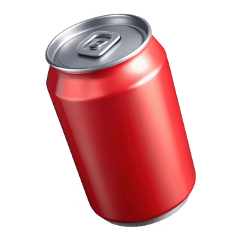Red aluminum beverage can isolated on transparent background png