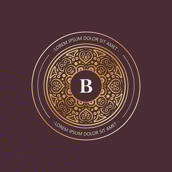 Ornate Golden Initial B Letter Logo on Circular Decorative Ornament vector