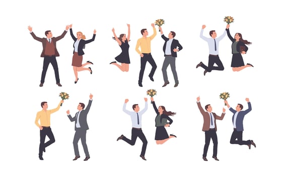 Celebrating success joyful business people jumping vector