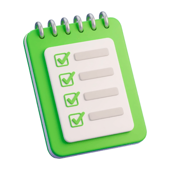 Green 3D cartoon notebook with a checklist png