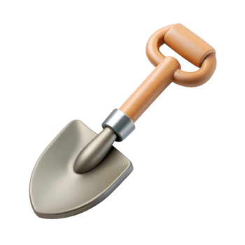 3d render of a small shovel isolated on transparent background png