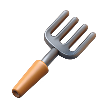 3d render of garden hand rake isolated on transparent background png