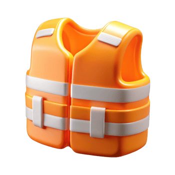 Orange life vest 3d render isolated on transparent background png