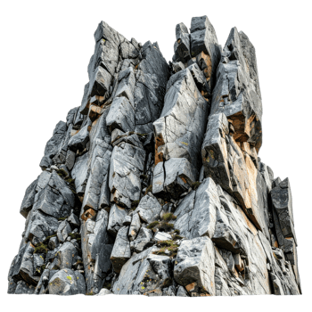 Rocky mountain formation with sharp edges and textures png