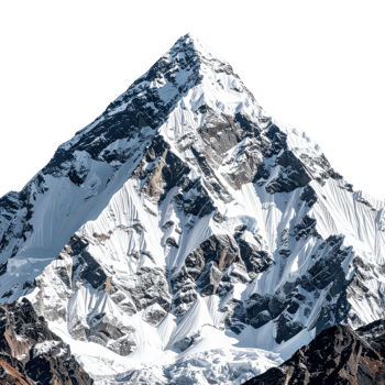 Majestic snow capped mountain peak with stunning features png