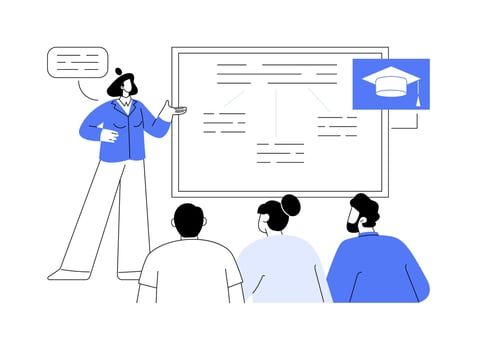 Doctoral thesis defense isolated cartoon illustrations. vector