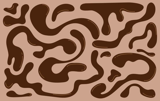 Set collection of liquid abstract hot chocolate blob shapes. elements bubbles drops isolated illustrations vector