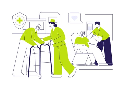 Assisted living facility abstract concept illustration. vector