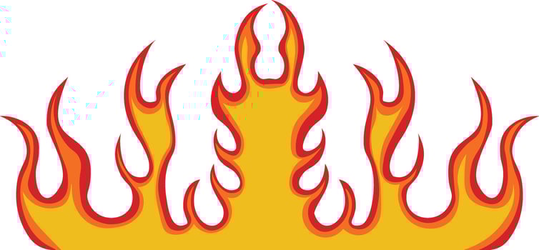 Fire Frame Illustration in Red and Orange Color Design. Isolated on White Background vector
