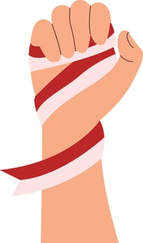 Illustration of Hand Holding of Indonesian Flag, Isolated on White Background vector