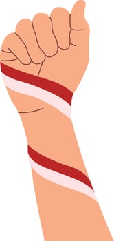 Illustration of Hand Holding of Indonesian Flag. Design Element vector