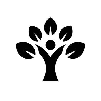 A black and white logo of a tree with leaves vector