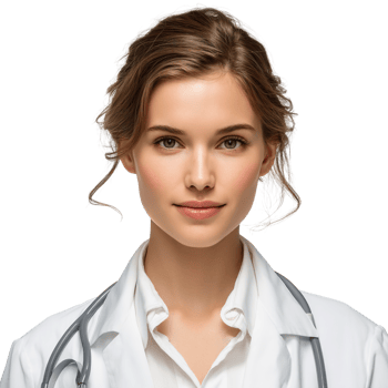 Beautiful female doctor on transparent background. png
