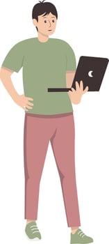Illustration of Person with Technology. Cartoon Character. vector
