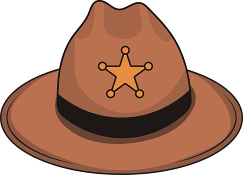 Cowboy Hat Icon with Cartoon Design vector