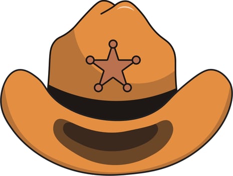 Cowboy Hat Icon with Cartoon Design, Isolated on White Background vector