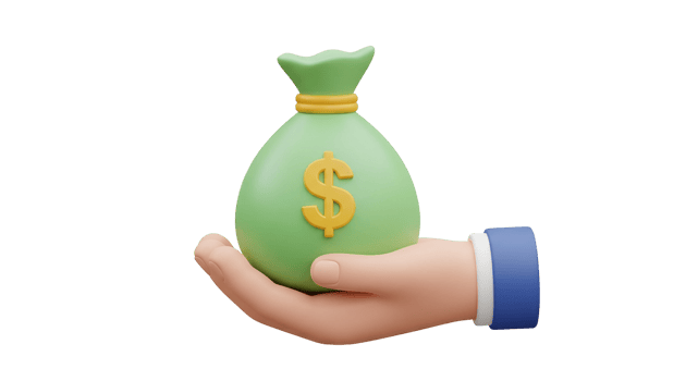 Hand Holding Green Money Bag With Yellow Dollar Sign Isolated on Transparent Background png