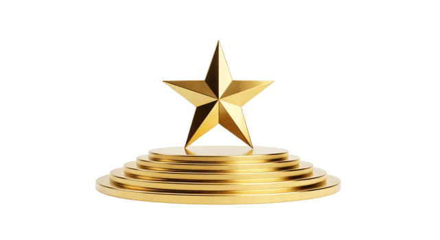 Golden Star on Tiered Stage Transparent Success Award png