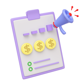 3d megaphone or loudspeaker, hand speaker icon with clipboard, checklist paper isolated. project plan, business strategy concept, 3d render illustration png