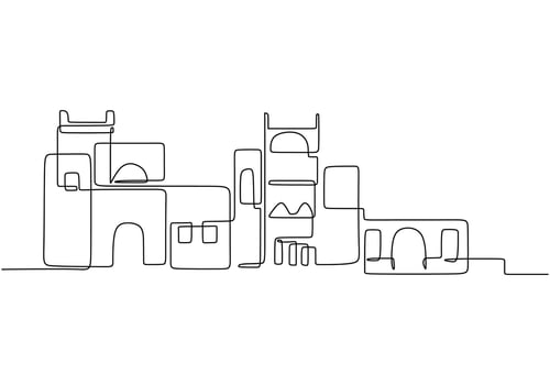 One line drawing of Beautiful islamic Landscape vector