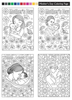 happy mother's day color book vector