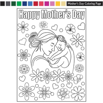 happy mother's day coloring book vector