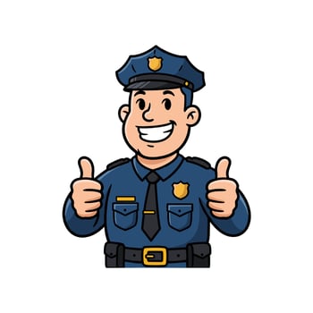 Police officer cartoon character with smiling and thumbs up vector