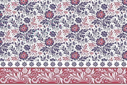 delicate line flower sketch. botanical embroidery border motif. modern minimal pattern repeat. textile design for fashion and home use vector