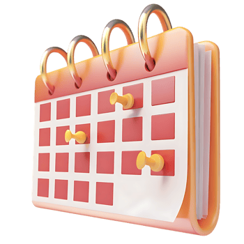 3D Render of Coral Orange Desk Calendar with Push Pins png