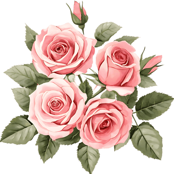 Elegant Pink Roses in Watercolor Bouquet png