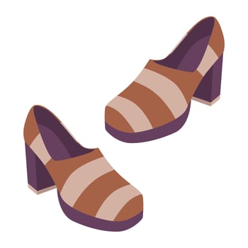 Stylish High Heel Shoes Isolated Illustration. High heel shoes with bold stripes. Perfect for fashion and footwear themes vector