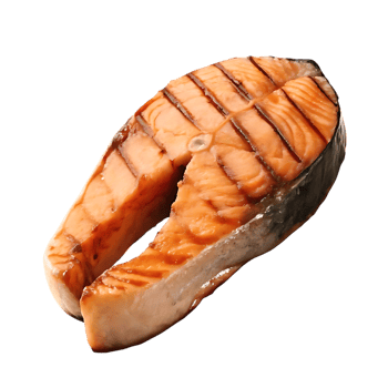 Grilled Salmon Steak with Glaze on transparent Background png