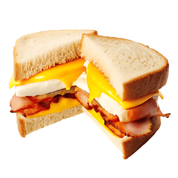 Hearty Bacon Egg and Cheese Sandwich for Breakfast png