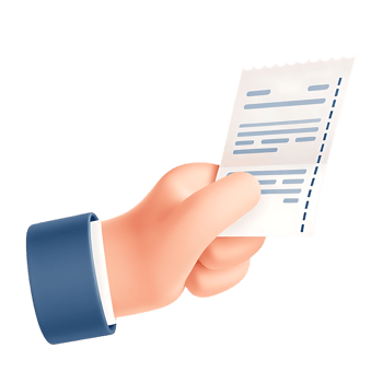 3D Cartoon Hand Presenting a Receipt Document png