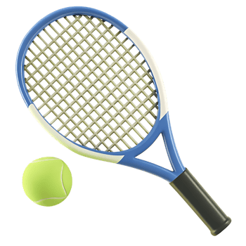 Blue Tennis Racket with Yellow Tennis Ball png