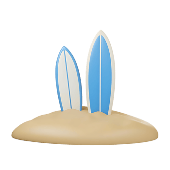 Two Surfboards Standing in Sand 3D Illustration png
