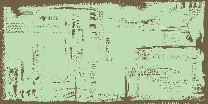 Banner scratched metal. Background frame in the form of an old iron sheet with rust and bolts. Green aged grainy messy template. Distress urban texture. Grunge wallpaper vector