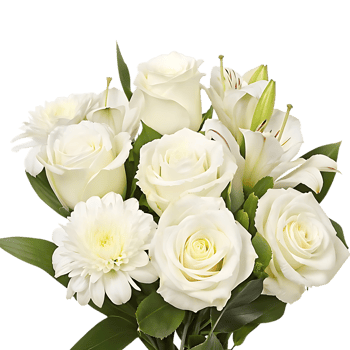 White Roses Lilies and Chrysanthemums Flower Arrangement png