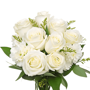 Elegant Bouquet of White Roses and Carnations png