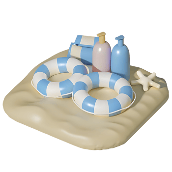 Summer Beach Essentials 3D Render Illustration png