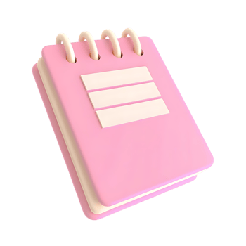 Pink Spiral Notebook 3D Render Illustration png