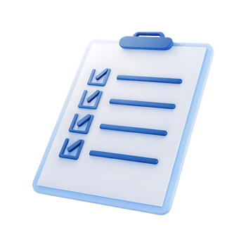 3D Render Blue Checklist Clipboard Icon png