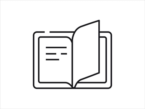 Open Book icon with text. Literature, student black book for college vector