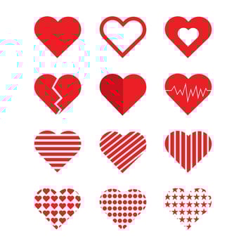 Heart icon set with different shapes. Set of hearts icon vector