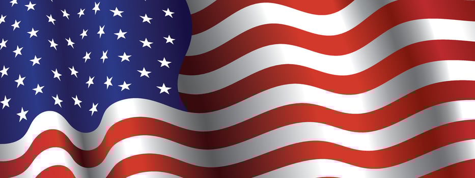 American flag waving in the wind on a transparent background. Banner for Independence Day 4th of July, Memorial, Veterans Day, freedom and democracy celebration. vector
