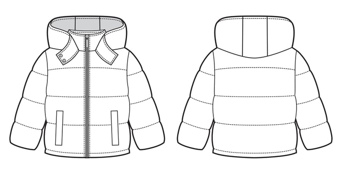 Kids puffer winter down coat vector